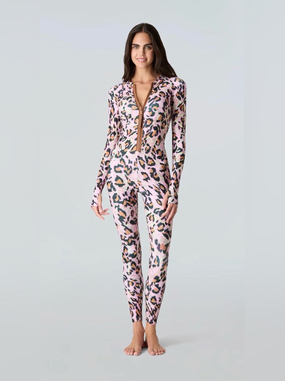 Lois Catsuit in Pink Leopard - M